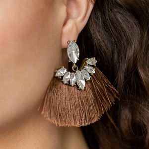 Formal Flair - Brown Fringe Earrings